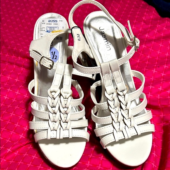 Jasmine Women's White Braided Wedge Sandals Sz 8.5M New never worn *see details - Picture 1 of 7